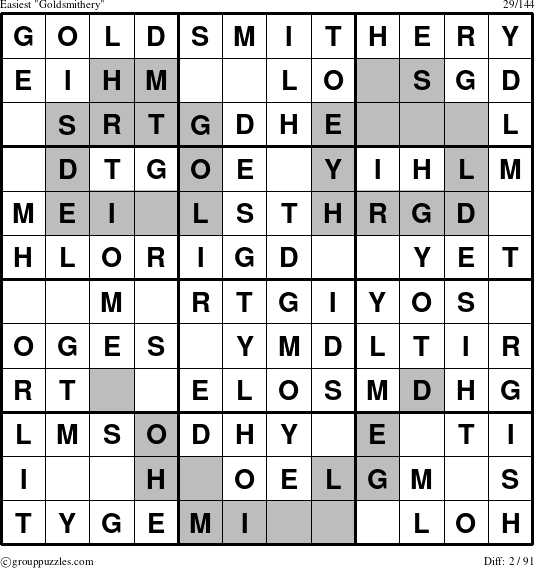 The grouppuzzles.com Easiest Goldsmithery puzzle for 