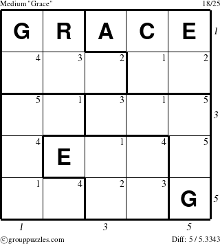 The grouppuzzles.com Medium Grace puzzle for  with all 5 steps marked