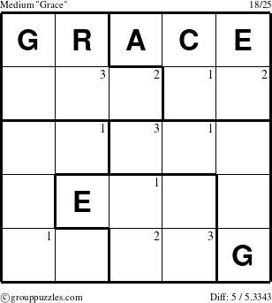 The grouppuzzles.com Medium Grace puzzle for  with the first 3 steps marked