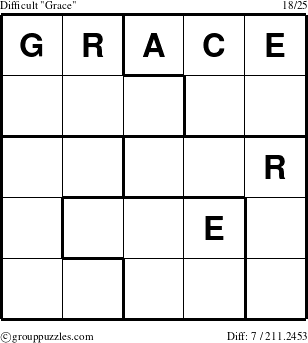 The grouppuzzles.com Difficult Grace puzzle for 