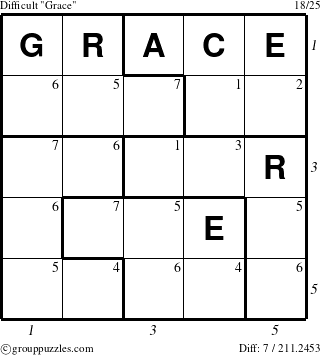 The grouppuzzles.com Difficult Grace puzzle for  with all 7 steps marked