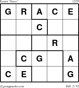 The grouppuzzles.com Easiest Grace puzzle for 