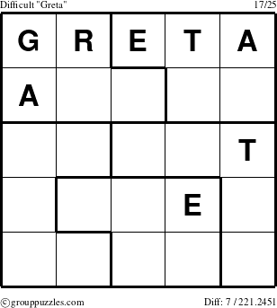 The grouppuzzles.com Difficult Greta puzzle for 