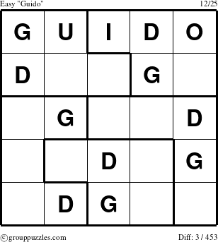 The grouppuzzles.com Easy Guido puzzle for 