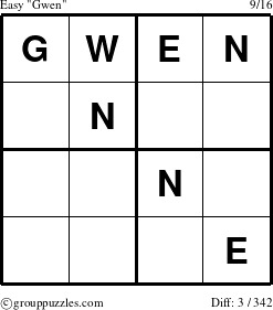 The grouppuzzles.com Easy Gwen puzzle for 