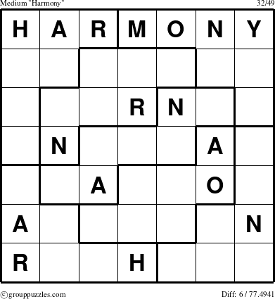 The grouppuzzles.com Medium Harmony puzzle for 