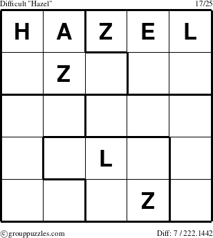 The grouppuzzles.com Difficult Hazel puzzle for 