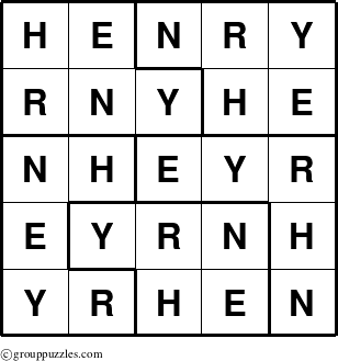 The grouppuzzles.com Answer grid for the Henry puzzle for 