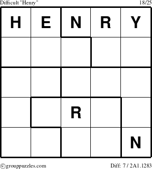 The grouppuzzles.com Difficult Henry puzzle for 