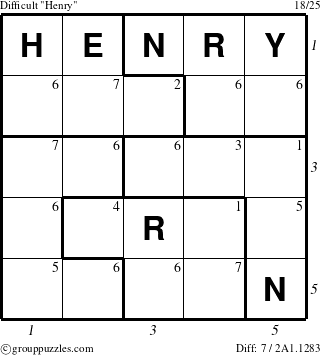 The grouppuzzles.com Difficult Henry puzzle for  with all 7 steps marked