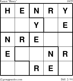 The grouppuzzles.com Easiest Henry puzzle for 