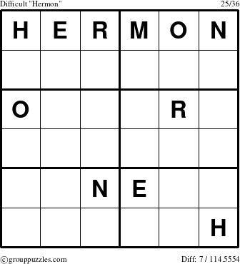 The grouppuzzles.com Difficult Hermon puzzle for 