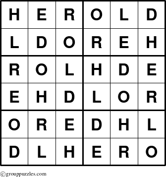 The grouppuzzles.com Answer grid for the Herold puzzle for 