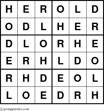 The grouppuzzles.com Answer grid for the Herold puzzle for 