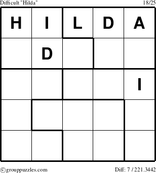 The grouppuzzles.com Difficult Hilda puzzle for 