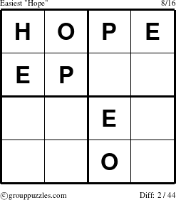 The grouppuzzles.com Easiest Hope puzzle for 