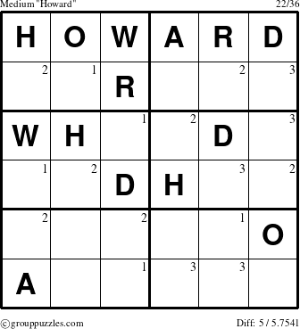 The grouppuzzles.com Medium Howard puzzle for  with the first 3 steps marked