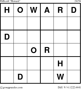 The grouppuzzles.com Difficult Howard puzzle for 