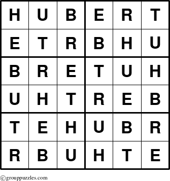 The grouppuzzles.com Answer grid for the Hubert puzzle for 