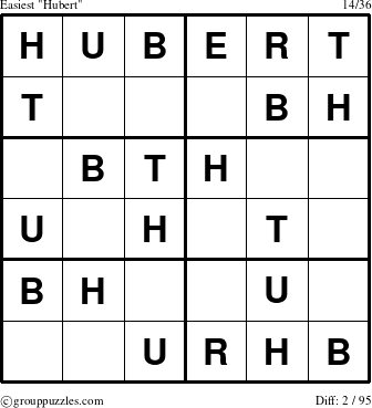 The grouppuzzles.com Easiest Hubert puzzle for 