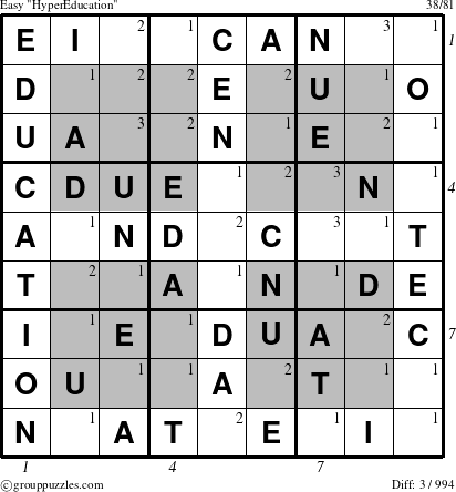 The grouppuzzles.com Easy HyperEducation-c1 puzzle for , suitable for printing, with all 3 steps marked