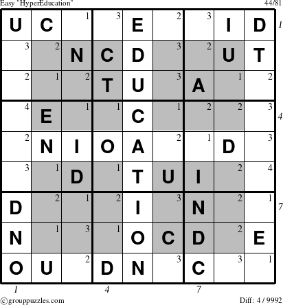 The grouppuzzles.com Easy HyperEducation-c5 puzzle for , suitable for printing, with all 4 steps marked