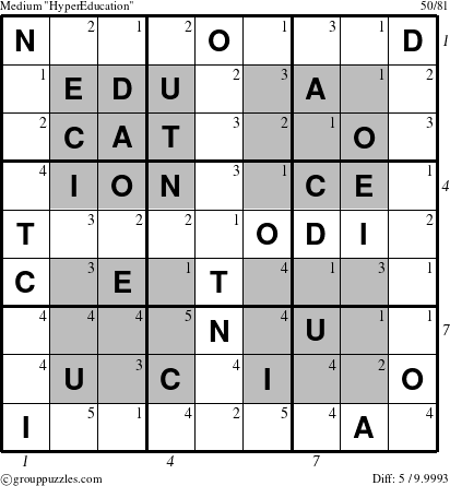 The grouppuzzles.com Medium HyperEducation-i1 puzzle for , suitable for printing, with all 5 steps marked