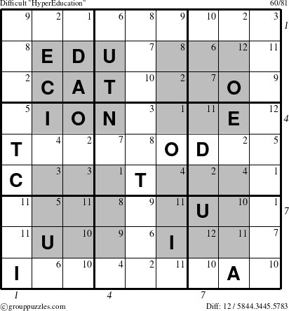 The grouppuzzles.com Difficult HyperEducation-i1 puzzle for  with all 12 steps marked