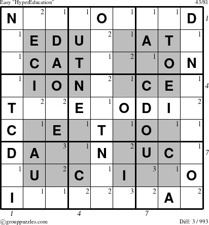 The grouppuzzles.com Easy HyperEducation-i1 puzzle for , suitable for printing, with all 3 steps marked