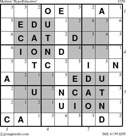 The grouppuzzles.com Medium HyperEducation-i14 puzzle for , suitable for printing, with all 6 steps marked