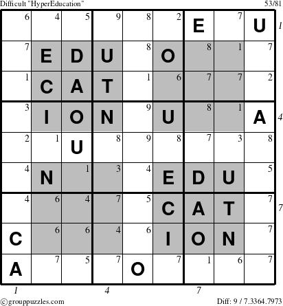 The grouppuzzles.com Difficult HyperEducation-i14 puzzle for , suitable for printing, with all 9 steps marked