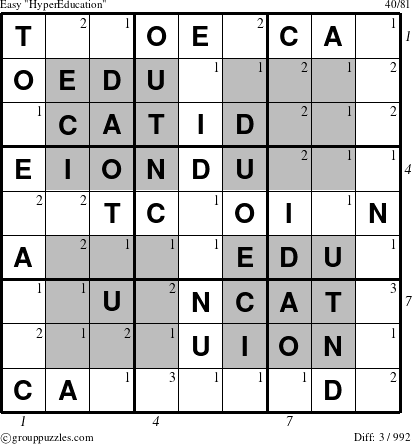 The grouppuzzles.com Easy HyperEducation-i14 puzzle for , suitable for printing, with all 3 steps marked