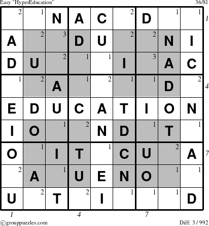 The grouppuzzles.com Easy HyperEducation-r5 puzzle for , suitable for printing, with all 3 steps marked