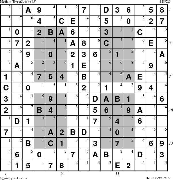 The grouppuzzles.com Medium HyperSudoku-15 puzzle for  with all 8 steps marked