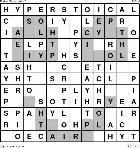 The grouppuzzles.com Easiest Hyperstoical puzzle for 