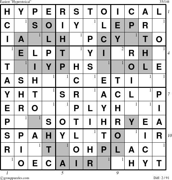 The grouppuzzles.com Easiest Hyperstoical puzzle for  with all 2 steps marked