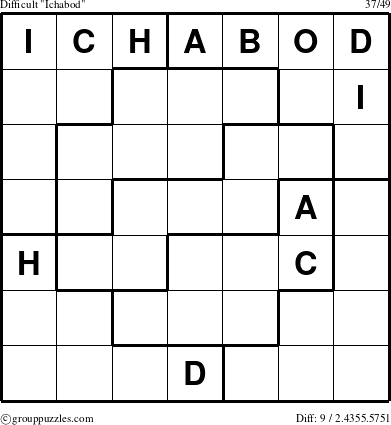 The grouppuzzles.com Difficult Ichabod puzzle for 