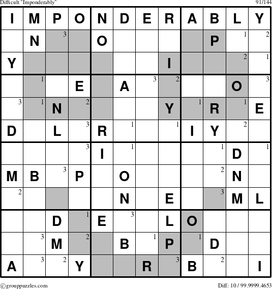 The grouppuzzles.com Difficult Imponderably puzzle for  with the first 3 steps marked