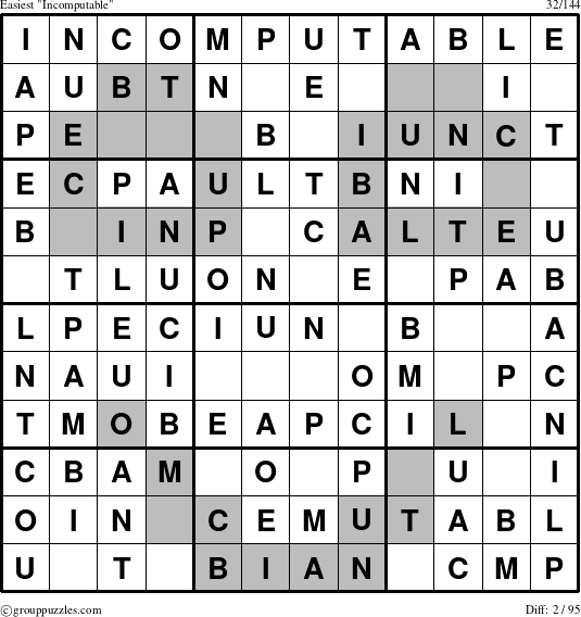 The grouppuzzles.com Easiest Incomputable puzzle for 