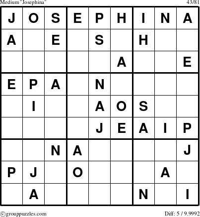 The grouppuzzles.com Medium Josephina puzzle for 