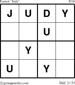 The grouppuzzles.com Easiest Judy puzzle for 