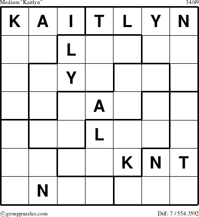 The grouppuzzles.com Medium Kaitlyn puzzle for 