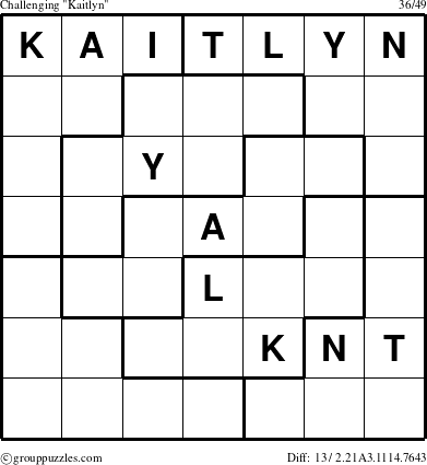 The grouppuzzles.com Challenging Kaitlyn puzzle for 