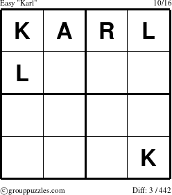The grouppuzzles.com Easy Karl puzzle for 