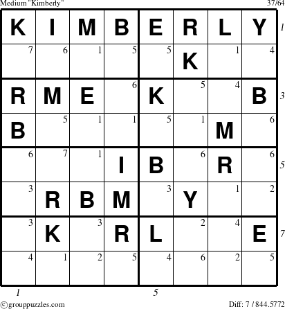 The grouppuzzles.com Medium Kimberly puzzle for  with all 7 steps marked