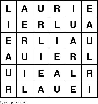 The grouppuzzles.com Answer grid for the Laurie puzzle for 