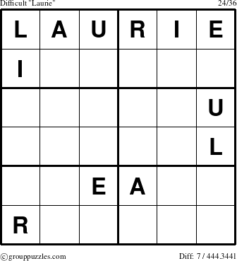 The grouppuzzles.com Difficult Laurie puzzle for 