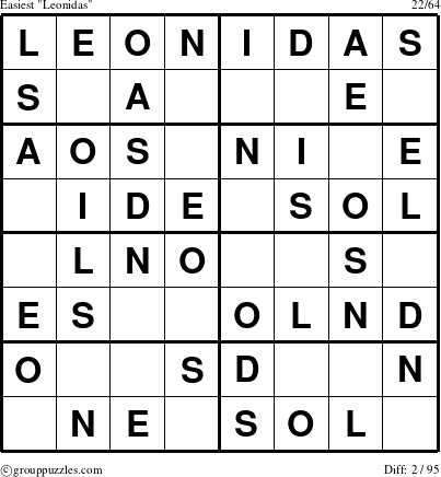 The grouppuzzles.com Easiest Leonidas puzzle for 