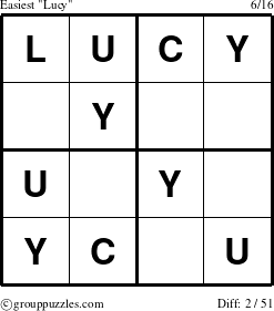 The grouppuzzles.com Easiest Lucy puzzle for 