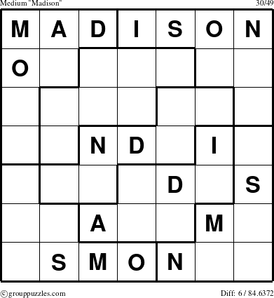 The grouppuzzles.com Medium Madison puzzle for 